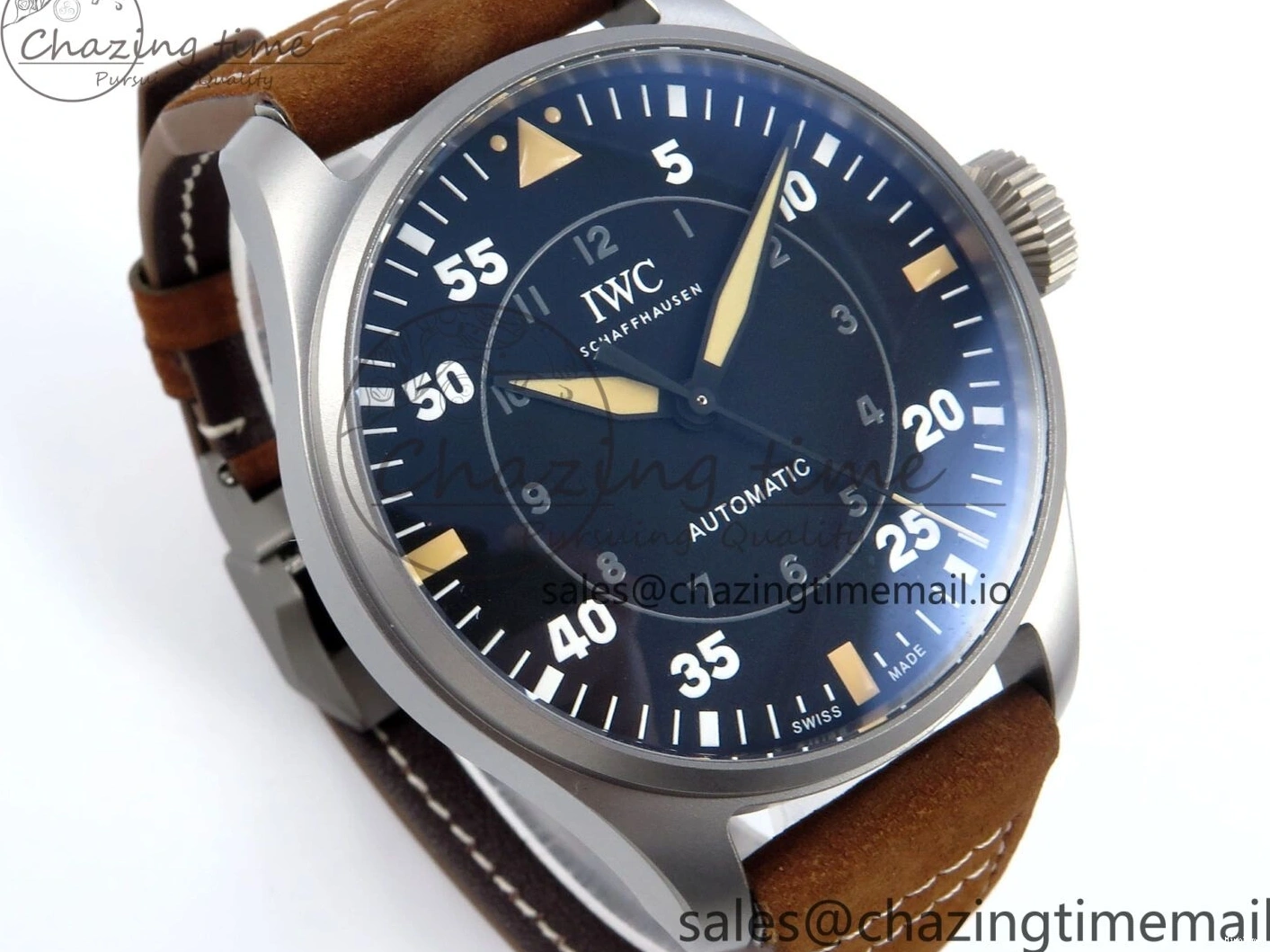 MIROTIME 0130 Big Pilot IW329701 M+F 1:1 Best Edition Black Dial on Brown Leather Strap MY RelaxedFit 7005
